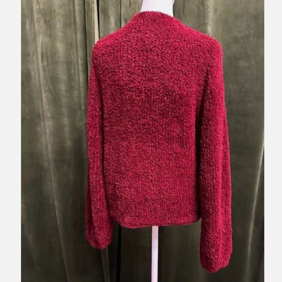 New Women's Handmade Crimson Knitted Sweater Size M/L - Picture 3 of 11